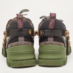 Gucci Multicolor Leather and Mesh Flashtrek Removable Crystals Sneakers Size 38