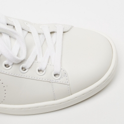Gucci White/Grey Leather Interlocking G Ace Sneakers Size 36