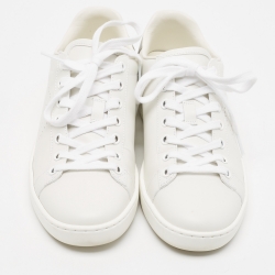 Gucci White/Grey Leather Interlocking G Ace Sneakers Size 36