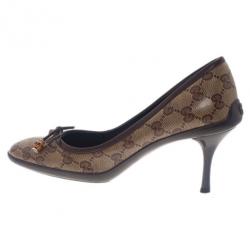 Pre Owned Gucci Guccissima Crystal Bow Pumps Size 37