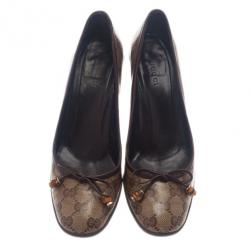 Pre Owned Gucci Guccissima Crystal Bow Pumps Size 37