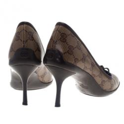 Pre Owned Gucci Guccissima Crystal Bow Pumps Size 37