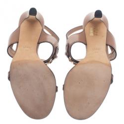 Pre Owned Gucci Beige Horsebit Tassel Emily Slingback Sandals Size 39