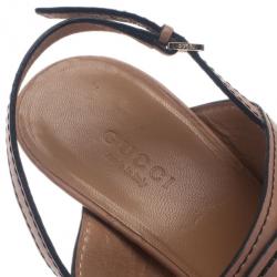 Pre Owned Gucci Beige Horsebit Tassel Emily Slingback Sandals Size 39