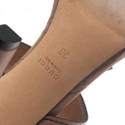 Pre Owned Gucci Beige Horsebit Tassel Emily Slingback Sandals Size 39