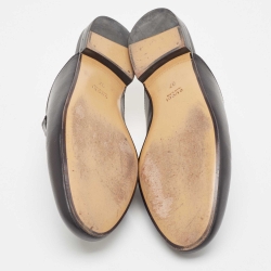 Pre Owned Gucci Black Leather Princetown  Mules Size 37 