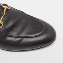 Pre Owned Gucci Black Leather Princetown  Mules Size 37 