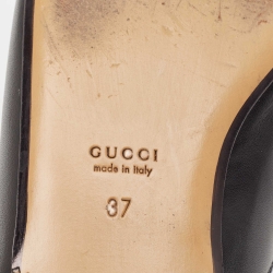 Pre Owned Gucci Black Leather Princetown  Mules Size 37 