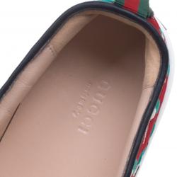 Pre Owned Gucci Red Bee Jacquard Fabric Ant Embellished Slip On Sneakers Size 38.5