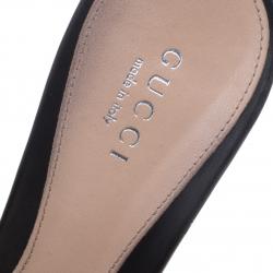 مملوكة مسبقًا Gucci Black Leather New Hollywood Horsebit Mules Size 36
