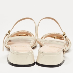Gucci Cream Leather Horsebit Ketty Ankle Strap Sandals Size 37.5
