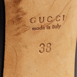 Pre Owned Gucci Black Leather Web Interlocking G Buckle Pumps Size 38