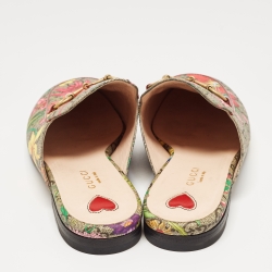 Gucci Multicolor GG Supreme Canvas Floral Princetown Mules Size 38