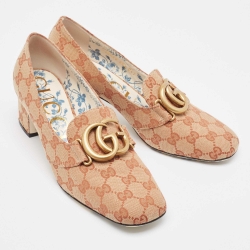 Pre Owned Gucci Beige GG Canvas Victoire Pumps Size 39.5