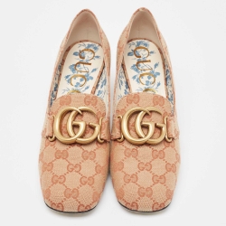Pre Owned Gucci Beige GG Canvas Victoire Pumps Size 39.5