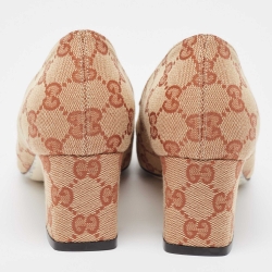 Pre Owned Gucci Beige GG Canvas Victoire Pumps Size 39.5