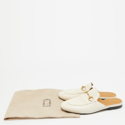 Gucci Cream Leather Princetown Mules Size 39.5 