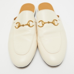 Gucci Cream Leather Princetown Mules Size 39.5 