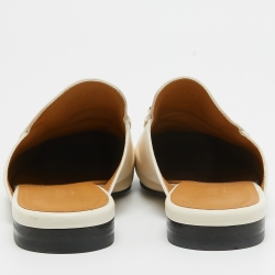 Gucci Cream Leather Princetown Mules Size 39.5 