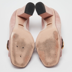 Pre Owned Gucci Pink Suede GG Marmont Pumps Size 38.5