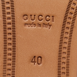 Pre Owned Gucci Brown Leather Jordaan Slip On Loafers Size 40