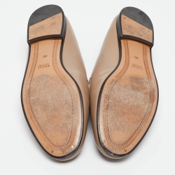 Pre Owned Gucci Brown Leather Jordaan Slip On Loafers Size 40