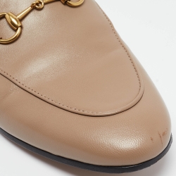 Pre Owned Gucci Brown Leather Jordaan Slip On Loafers Size 40