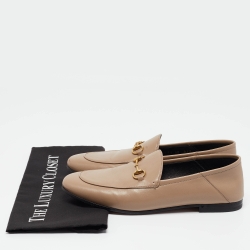 Pre Owned Gucci Brown Leather Jordaan Slip On Loafers Size 40