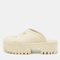 Gucci Cream Rubber GG Clogs Size 39