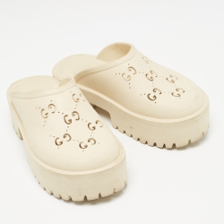 Gucci Cream Rubber GG Clogs Size 39