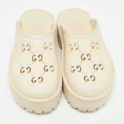 Gucci Cream Rubber GG Clogs Size 39