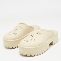 Gucci Cream Rubber GG Clogs Size 39