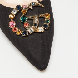 Pre Owned Gucci Black Canvas Unia Mules Size 39