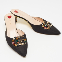 Pre Owned Gucci Black Canvas Unia Mules Size 39