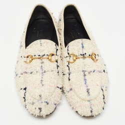 Pre Owned Gucci Multicolor Tweed Jordaan Horsebit Slip On Loafers Size 38.5