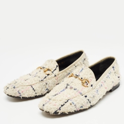 Pre Owned Gucci Multicolor Tweed Jordaan Horsebit Slip On Loafers Size 38.5
