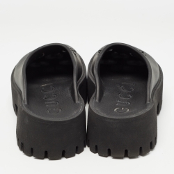 Gucci Black Perforated GG Rubber Slip On Sandals Size 37