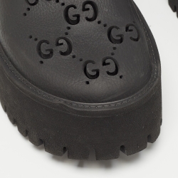 Gucci Black Perforated GG Rubber Slip On Sandals Size 37