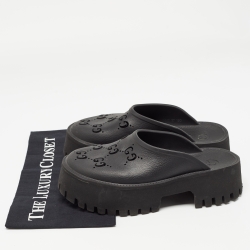 Gucci Black Perforated GG Rubber Slip On Sandals Size 37