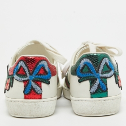 Gucci White Leather Ace Web Low Top Sneakers Size 34