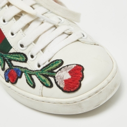 Gucci White Leather Ace Web Low Top Sneakers Size 34