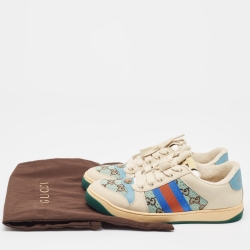 Pre Owned Gucci Multicolor Leather and Canvas Screener Sneakers Size 39