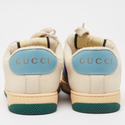 Pre Owned Gucci Multicolor Leather and Canvas Screener Sneakers Size 39