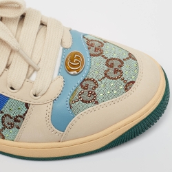 Pre Owned Gucci Multicolor Leather and Canvas Screener Sneakers Size 39