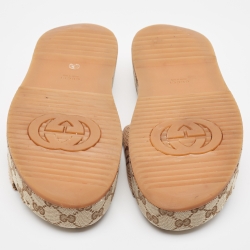Pre Owned Gucci Beige Jumbo GG Canvas Slides Size 41.5