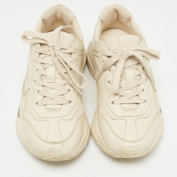 مملوكة مسبقًا Gucci Cream Leather Rhyton Sneakers Size 36