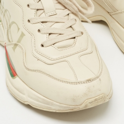 مملوكة مسبقًا Gucci Cream Leather Rhyton Sneakers Size 36