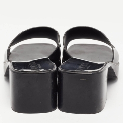 Gucci Black Rubber Logo Slide Sandals Size 37