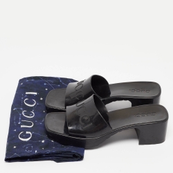 Gucci Black Rubber Logo Slide Sandals Size 37