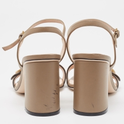 Pre Owned Gucci Beige Leather GG Marmont Sandals Size 40
